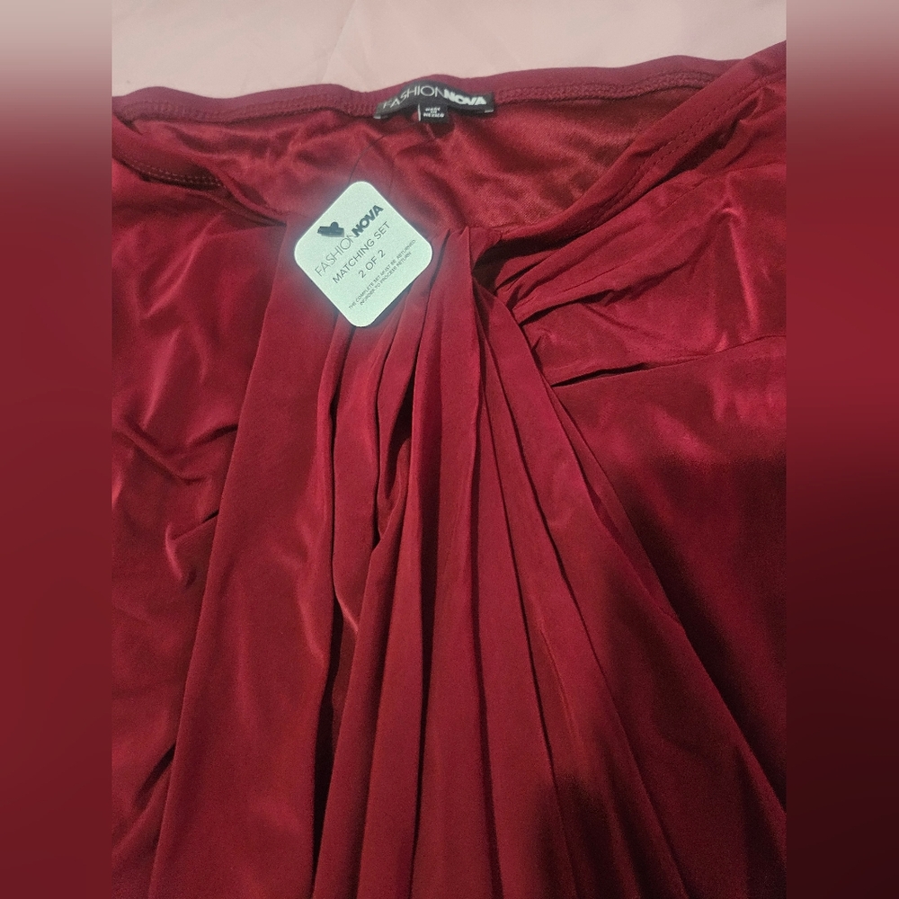 Fashion Nova Deep Red Skirt Set - Picture 7 of 7